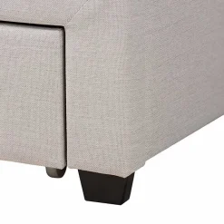 New Kirklands Home Beige Braylon Upholstered 3-Drawer Queen Bed Tan