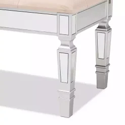 Clearance Kirklands Home Beige Button Tufted Bench with Mirrored Base Tan