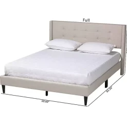 Best Kirklands Home Beige Button Tufted Headboard Full Platform Bed Tan