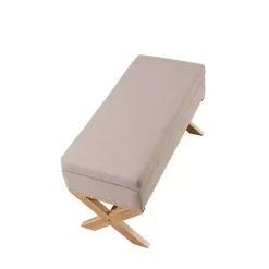 Hot Kirklands Home Beige Crossed Storage Ottoman Tan