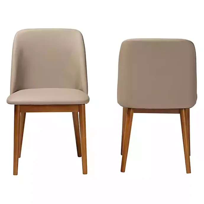 Clearance Kirklands Home Beige Faux Leather Modern Dining Chairs, Set of 2 Tan