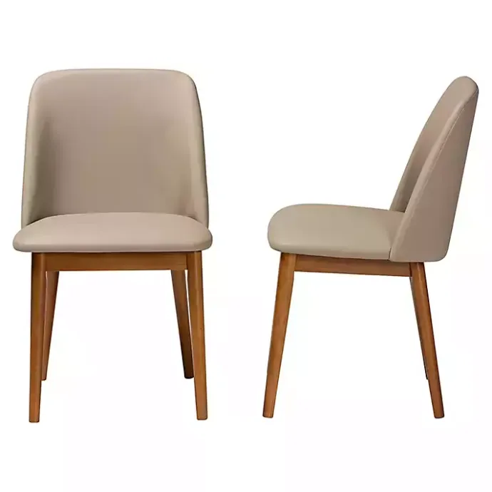 Clearance Kirklands Home Beige Faux Leather Modern Dining Chairs, Set of 2 Tan