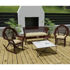 Online Kirklands Home Beige French Edge 3-pc. Outdoor Wicker Cushion Set Tan