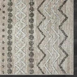 Hot Kirklands Home Beige Geometric Stripe Washable Area Rug, 5x7