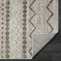 Clearance Kirklands Home Beige Geometric Stripe Washable Area Rug, 7x9