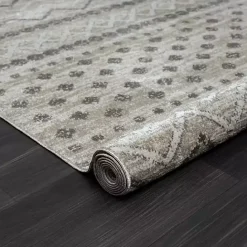 Clearance Kirklands Home Beige Geometric Stripe Washable Area Rug, 7x9