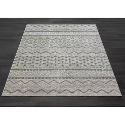 Clearance Kirklands Home Beige Geometric Stripe Washable Area Rug, 7x9