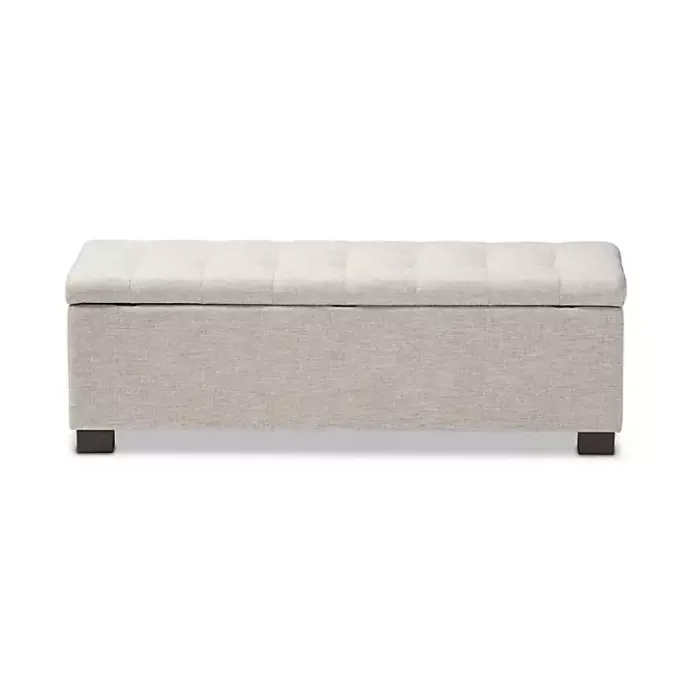 Sale Kirklands Home Beige Grid-Tufted Contemporary Storage Bench Tan