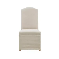 New Kirklands Home Beige High Back Skirted Dining Chairs, Set of 2 Tan