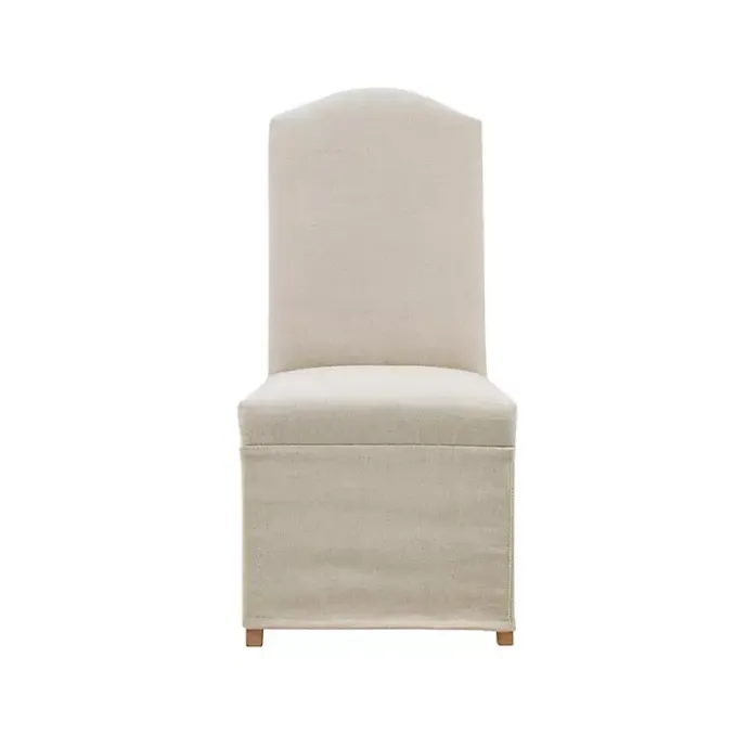New Kirklands Home Beige High Back Skirted Dining Chairs, Set of 2 Tan