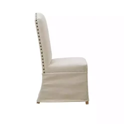 New Kirklands Home Beige High Back Skirted Dining Chairs, Set of 2 Tan