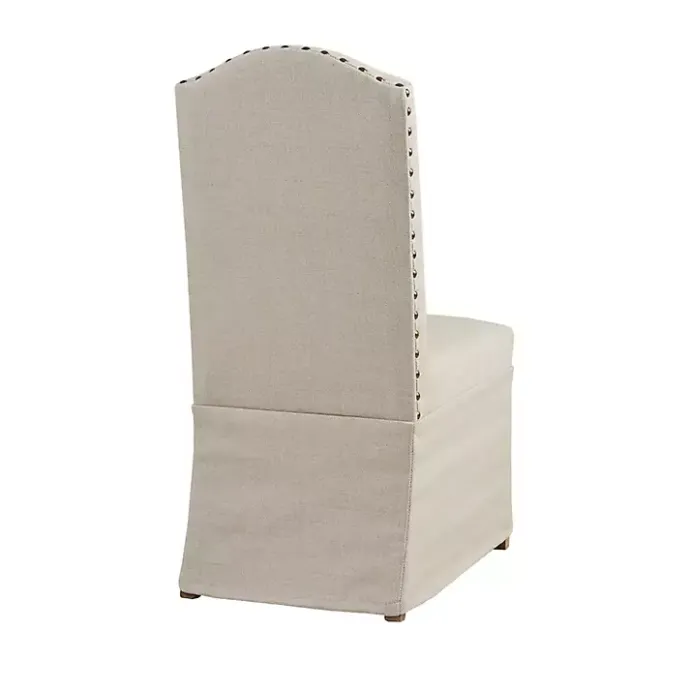 New Kirklands Home Beige High Back Skirted Dining Chairs, Set of 2 Tan