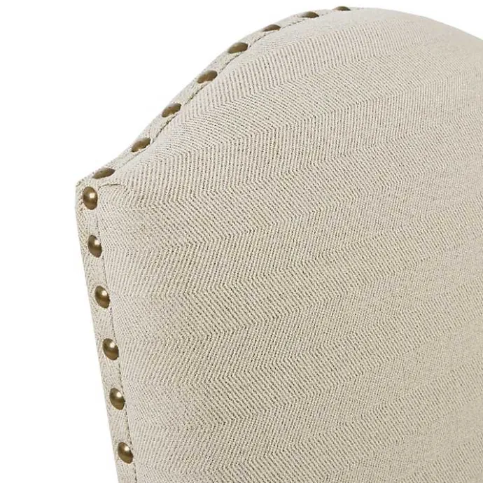 New Kirklands Home Beige High Back Skirted Dining Chairs, Set of 2 Tan