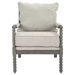 Online Kirklands Home Beige Liam Turned Leg Accent Chair Ivory