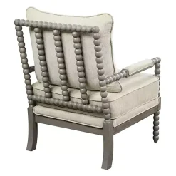 Online Kirklands Home Beige Liam Turned Leg Accent Chair Ivory
