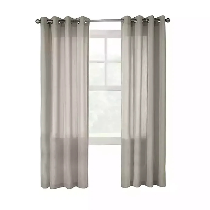 Kirklands Home Beige Linen Light Filtering Curtain Panel, 84 in. Gray