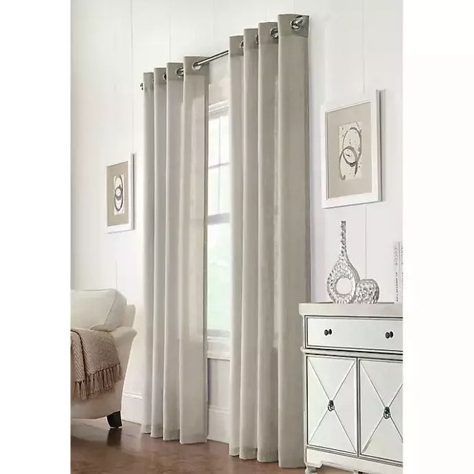 Kirklands Home Beige Linen Light Filtering Curtain Panel, 84 in. Gray