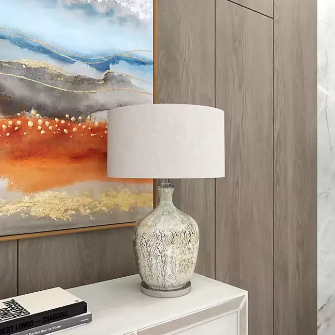 Discount Kirklands Home Beige Marbled Mercury Glass Table Lamp Brown