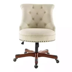 New Kirklands Home Beige Miller Tufted Office Chair Tan
