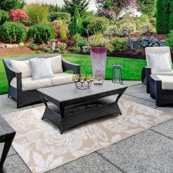 Hot Kirklands Home Beige Roses Outdoor Area Rug, 4x6