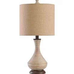Hot Kirklands Home Beige Stripes Curved Table Lamp Tan