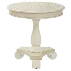 Sale Kirklands Home Beige Traditional Round Pedestal Accent Table Ivory