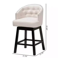 Clearance Kirklands Home Beige Tufted Seat Swivel Counter Stools, Set of 2 Tan