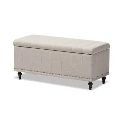 Hot Kirklands Home Beige Tufted Upholstery Storage Ottoman Tan