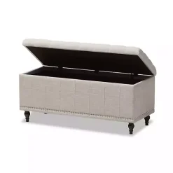 Hot Kirklands Home Beige Tufted Upholstery Storage Ottoman Tan