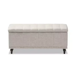 Hot Kirklands Home Beige Tufted Upholstery Storage Ottoman Tan