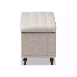 Hot Kirklands Home Beige Tufted Upholstery Storage Ottoman Tan
