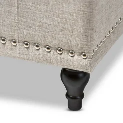 Hot Kirklands Home Beige Tufted Upholstery Storage Ottoman Tan