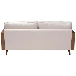 Online Kirklands Home Beige Upholstered Harley Walnut Sofa Tan