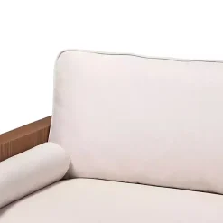 Online Kirklands Home Beige Upholstered Harley Walnut Sofa Tan
