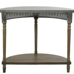Kirklands Home Beige Wood and Metal Half Moon Console Table Tan