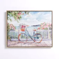 Hot Kirklands Home Bike on the Boardwalk Framed Canvas Art Print Multi