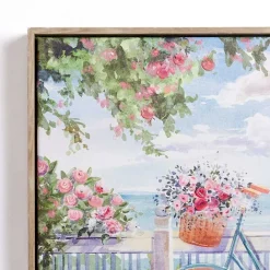 Hot Kirklands Home Bike on the Boardwalk Framed Canvas Art Print Multi