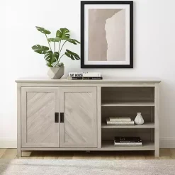 Clearance Kirklands Home Birch 2-Door Chevron Cabinet Tan