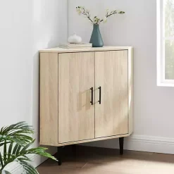 Outlet Kirklands Home Birch Wood Finish Corner Cabinet Tan