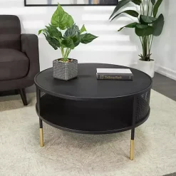 Online Kirklands Home & Gold Metal Mesh Round Coffee Table Black