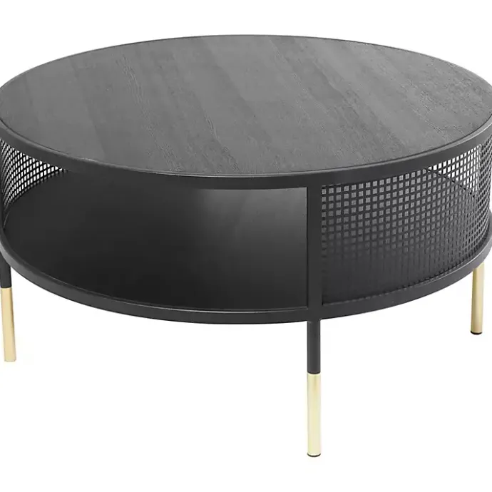 Online Kirklands Home & Gold Metal Mesh Round Coffee Table Black