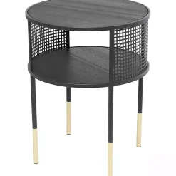 Kirklands Home & Gold Metal Mesh Round Accent Table Black