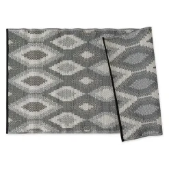 Hot Kirklands Home Black & Gray Diamond Stripe Outdoor Area Rug, 4x6
