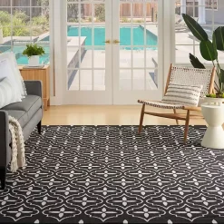 Discount Kirklands Home Black & Ivory Quatrefoil Indoor/Outdoor Rug, 5x7