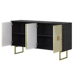 Discount Kirklands Home Black & Ivory Sunburst 4-Door Sideboard