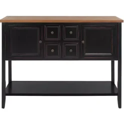 Clearance Kirklands Home & Oak 4-Drawer Charlotte Sideboard Black