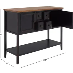 Clearance Kirklands Home & Oak 4-Drawer Charlotte Sideboard Black