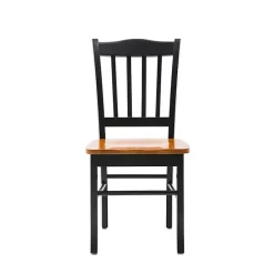 Hot Kirklands Home Black & Oak Wood Shaker Dining Chairs, Set of 2 Brown