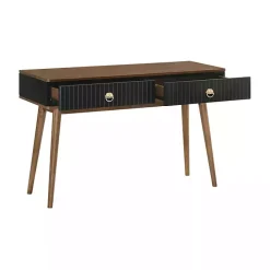 Outlet Kirklands Home & Walnut Soft-Close Wood Console Table Black