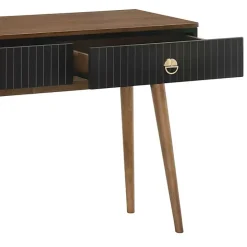 Outlet Kirklands Home & Walnut Soft-Close Wood Console Table Black